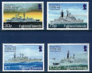 FALKLAND ISLANDS 2014 Royal Navy Destroyers; Scott 1128-31, SG 1304-07; MNH