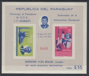 Paraguay 841a Space Kennedy Imperf Souvenir Sheet MNH VF