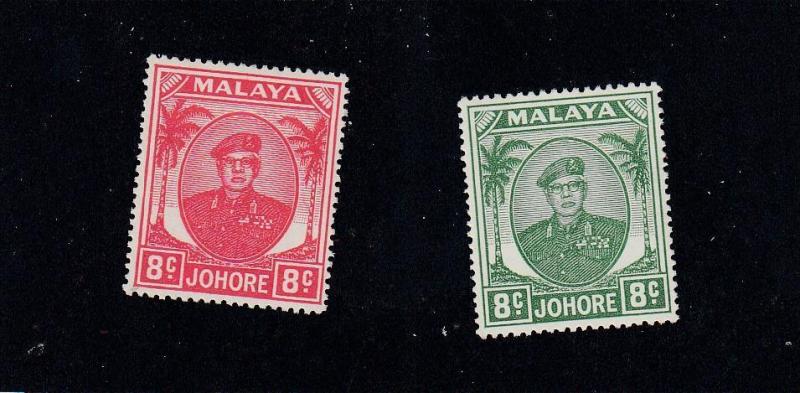 MALAYA JOHORE # 136 AND 137 8cts  SHADES VF-MLH CAT VALUE $15++