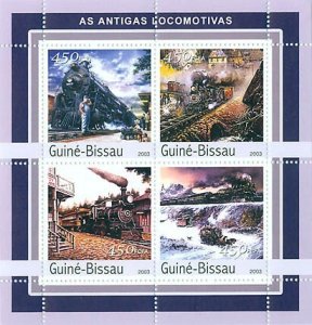 GUINEA BISSAU - 2003 -  Vintage Trains - Perf 4v Sheet - Mint Never Hinged