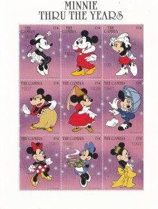 Gambia # 1910, 1911, Disney - Minnie Mouse Thru the Years, Mint NH, 1/2 Cat.