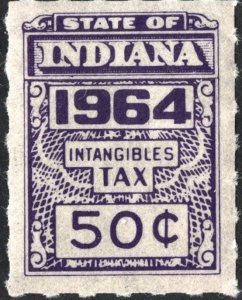 SRS IN D276 50¢ Indiana Intangible Tax Revenue Stamp (1964) MNH