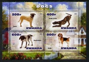 Rwanda 2013 Dogs #1 perf sheetlet containing 4 values unm...