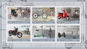 MOZAMBIQUE 2009 SHEET HISTORY OF ROAD TRANSPORT MOTORCYCLES BICYCLES #2 moz9107a