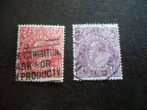 Stamps - Australia - Scott# 68, 74 - Used Part Set of 2 Stamps