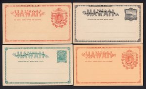 HAWAII: UX1-UX4, UPSS #S1-S4 Mint Postal Cards, Cat $155.00