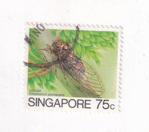 SINGAPORE # 460a VF-USED 75cts CICADA CAT VALUE $110