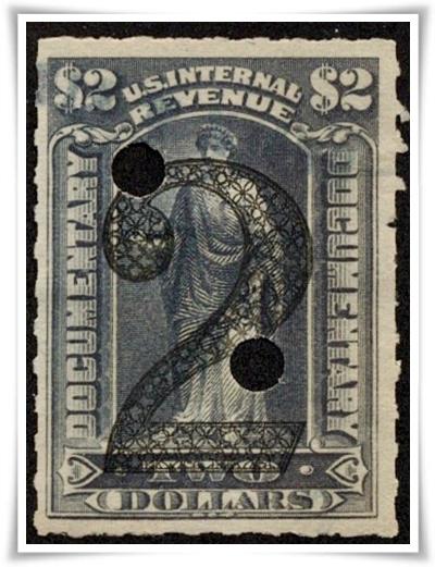 R191 $2.00 Surcharged Documentary Stamp (1902) Punched