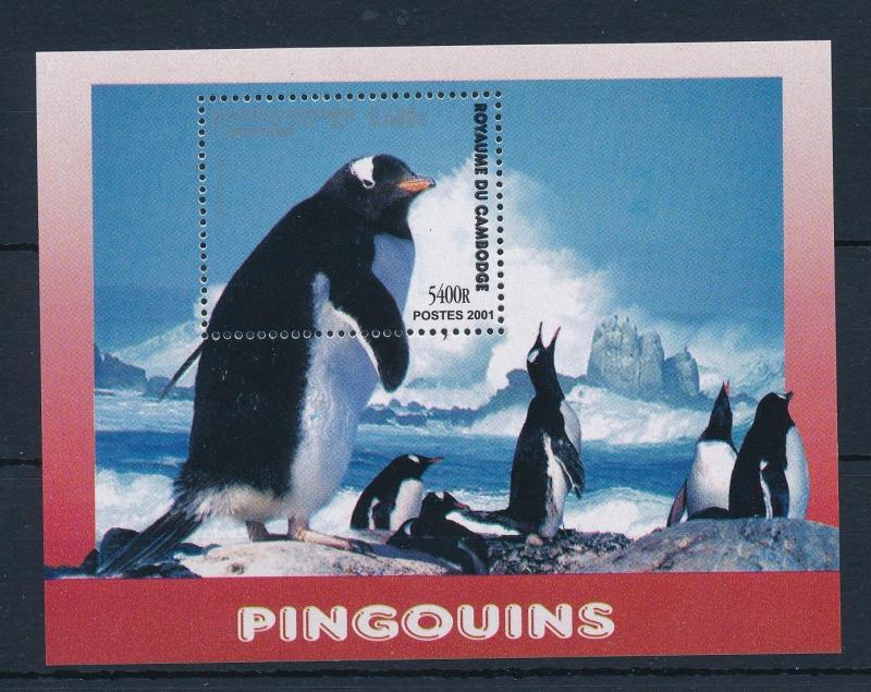 [29933] Cambodia 2001 Birds Vögel Oiseaux Ucelli Penguins MNH Sheet