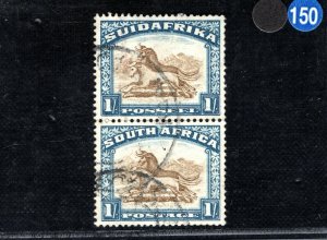 SOUTH AFRICA Stamp 1s Pair{2} Wildebeest Used BBLUE150