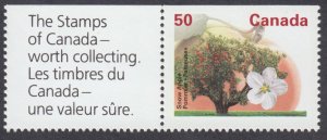 Canada - #1365b Snow Apple Tree, Booklet Stamp, AP, Perf. 14.4x13.8 - MNH