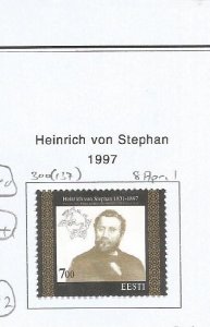 ESTONIA - 1997 - Heinrich von Stephan - Perf Single Stamp - Mint Lightly Hinged