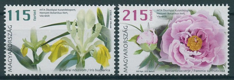 Hungary Stamps 2015 MNH Flowers Iris Peonies Flora Nature 2v Set