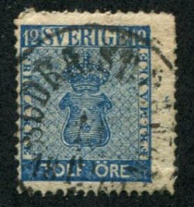 Sweden SC# 9 Coat of Arms 1ore Canceled