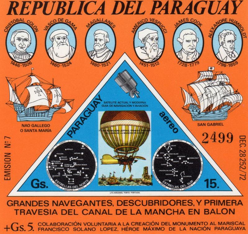 Paraguay 1974 Sc#C383 First Balloon Flight over English Channel S/S MNH