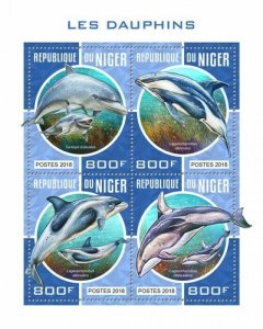 HERRICKSTAMP NEW ISSUES NIGER Dolphins Sheetlet