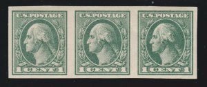 US 531 1c Washington Mint Strip of 3 Emerald Green XF OG NH SCV $75