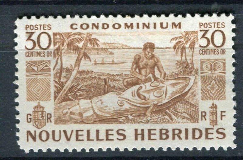 FRENCH; NEW HEBRIDES 1953 early pictorial issue fine Mint hinged 30c. value