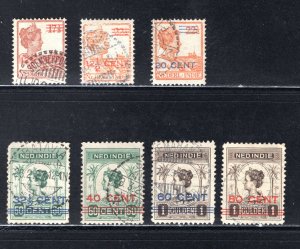 Netherlands Indies #144-150   VF, Used, Surcharged in Red or Blue .... 4220098