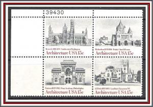 US #1838-1841 Architecture Plate Block MNH