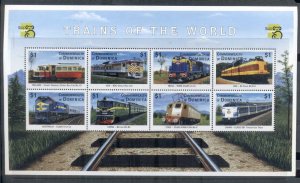 Dominica 1999 Trains Around the World, World Stamp Expo sheetlet MUH