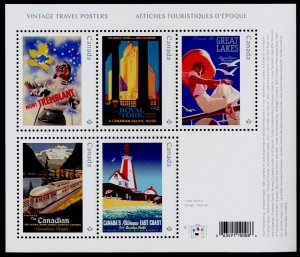 Canada 3333 MNH Vintage Travel Posters, Lighthouse, Train, Skiing