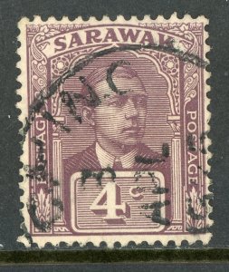 Sarawak 1923 Sir Charles Brooke 4¢ Purple Brown Unwmk Sc #56 VFU F253 ⭐⭐⭐