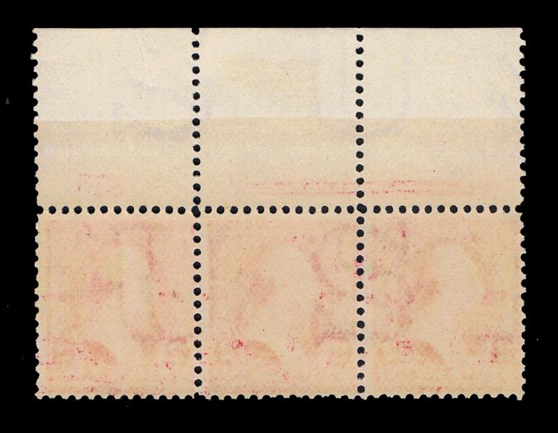 GENUINE SCOTT #279B MINT OG NH 2¢ BEP IMPRINT PLATE #782 TOP STRIP OF 3 TYPE-IV