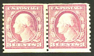 U.S. #493 MINT PAIR NG DIST. BACK