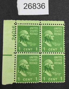 US STAMPS #804 MINT OG NH PLATE BLOCK LOT #26836