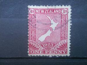 NEW ZEALAND, 1923, used 1p, Map of NZ Scott 175