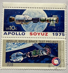 US 1975 Apollo Soyug Space Issue attached pair USED #1569-70