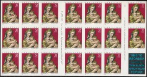 3244a MNH booklet pane of 20 Florentine Madonna & Child, plate no. P11111