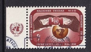 United Nations New York   #167   used  1967  hands supporting globe   5c