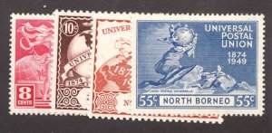 1949 North Borneo Sc# 240-43 - UPU 75th Anniversary. MH stamp set Cv$7.15