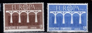 Andorra  (Spanish) Scott 162-163 complete MH*  Europa set 1984 bridge set