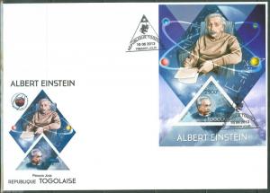 TOGO  2013 ALBERT EINSTEIN  SOUVENIR SHEET  FIRST DAY COVER