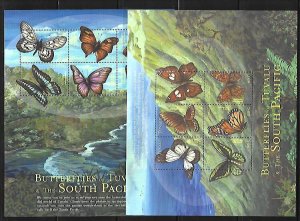 TUVALU Sc 827-31 NH 3 MINISHEETS+2S/S OF 1998 - BUTTERFLIES