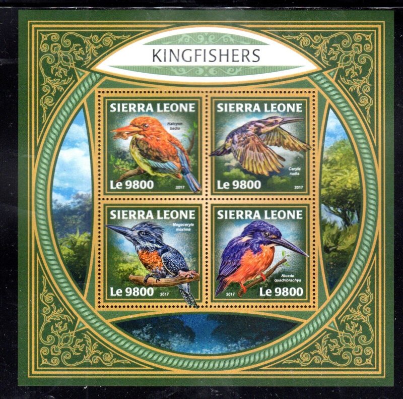 SIERRA LEONE #4595 2017 KINGFISHER MINT VF NH O.G M/S4