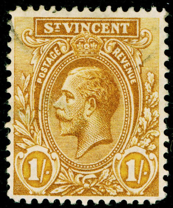 ST. VINCENT SG117, 1s bistre, FINE USED. Cat £32. WMK MULT CA