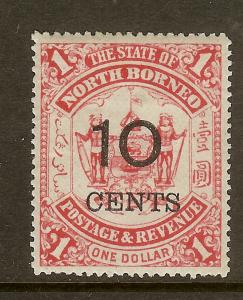 North Borneo, Scott #75, 10c Overprint on $1 Coat of Arms, MLH