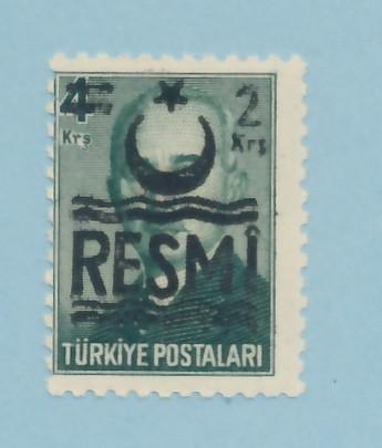 Turkey 1957 Scott o40 MH - 2k on 4k, Pres. Inonu Ovpt