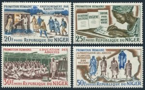 Niger 152-155,MNH.Michel 95-98. Adult education, 1965. Map, costumes.