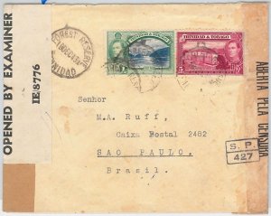 52022 - TRINIDAD & TOBAGO - COVER to BRAZIL with two CENSOR TAPES! 1943