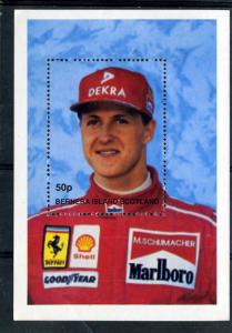 BERNERA ISLAND 1997 Scotland Ferrari Schumacher s/s Perforated mnh.vf