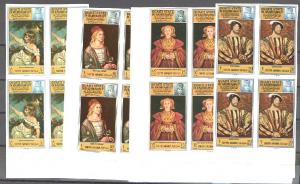 ADEN,  FAMOUS PAINTINGS NEVER HINGED BLOCKS OF4 IMPERFORATED