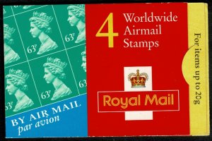 G.B. QE II 1998 BOOKLET 63p x4 (Y1732)+4x AIRMAIL LABELS MINT (NH) SG GR4 SUPERB