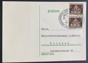 1936 Sachsen Germany First Day Postcard Cover To Postdam Political Rally