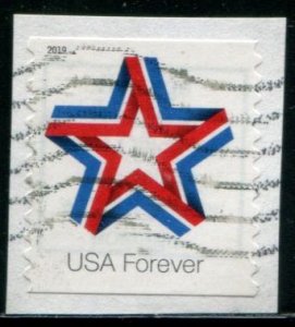 5362 US (55c) Ribbon Star SA coil, used on paper