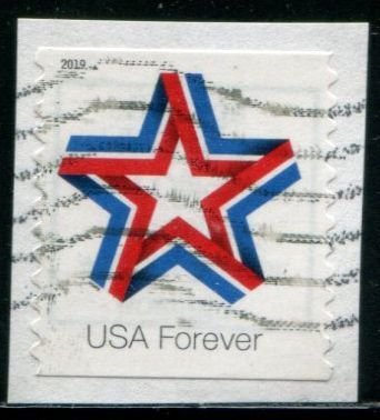 5362 US (55c) Ribbon Star SA coil, used on paper